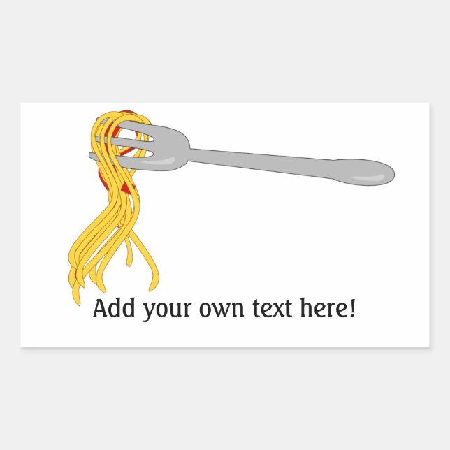 Sticker Rectangulaire Spaghetti sur Fourche : Pâtes (Devant)
