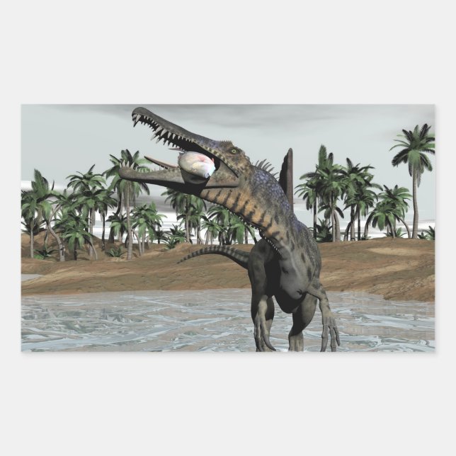 Sticker Rectangulaire Spinosaurus dinosaure mangeur poisson - rendu 3D (Devant)