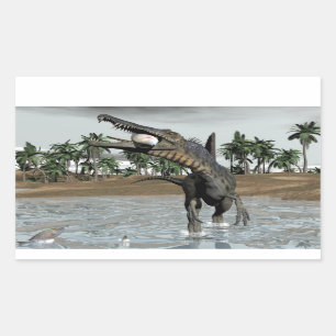 Sticker Rectangulaire Spinosaurus dinosaure mangeur poisson - rendu 3D