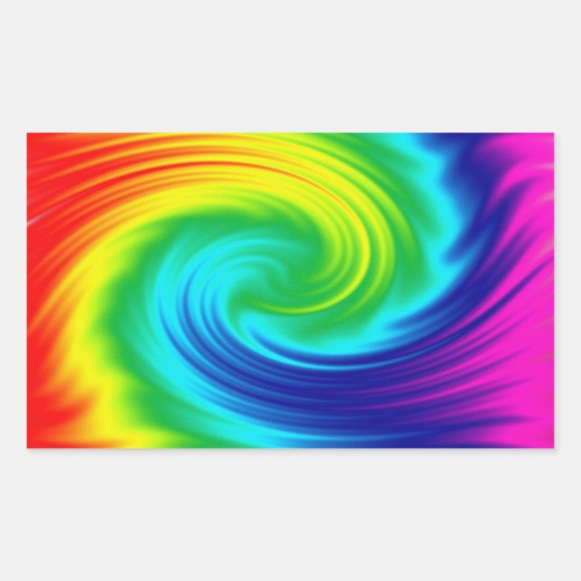 Sticker Rectangulaire spirale arc en ciel (Devant)