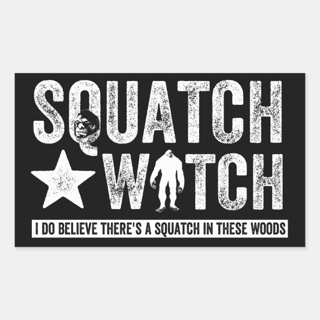 Sticker Rectangulaire Squatch Watch (pour la nuit) Je crois. (Devant)