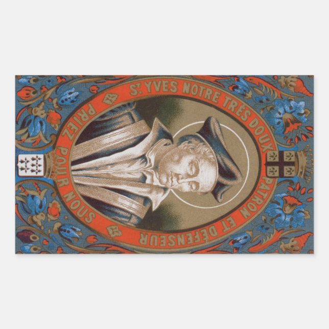 Sticker Rectangulaire St. Ivo de Kermartin (M 005) (Devant)