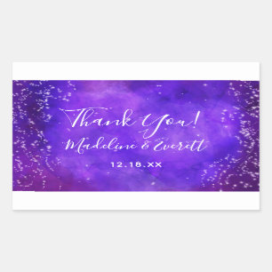 Sticker Rectangulaire Starry Night Galaxy Aquarelle Mariage Merci