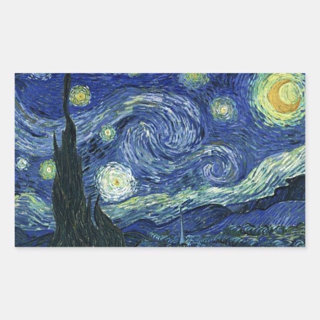 Sticker Rectangulaire Starry Night Vincent van Gogh Art Peinture (Devant)
