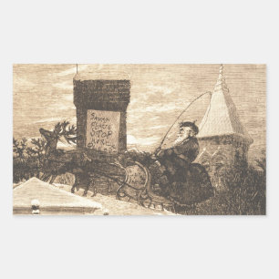 Sticker Rectangulaire Station de Noël, Thomas Nast, 1889