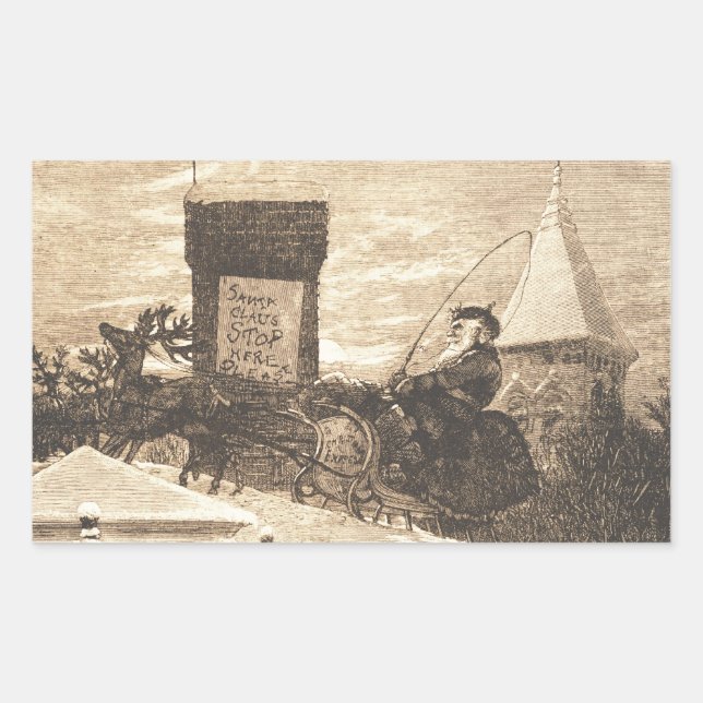 Sticker Rectangulaire Station de Noël, Thomas Nast, 1889 (Devant)
