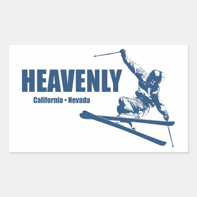 Sticker Rectangulaire Station de ski paradisiaque California Nevada Skie (Devant)