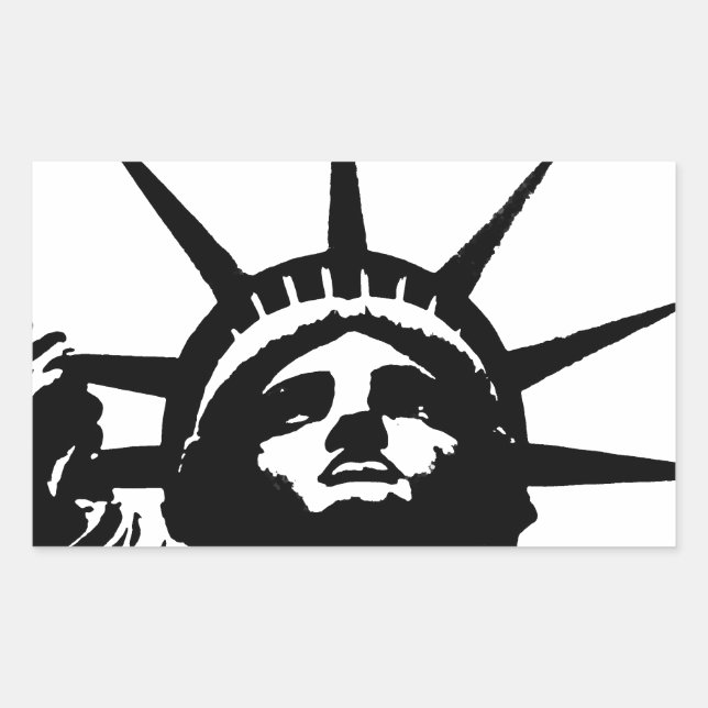 Sticker Rectangulaire Statue d'Art Pop Noir & Blanc de la Liberté (Devant)