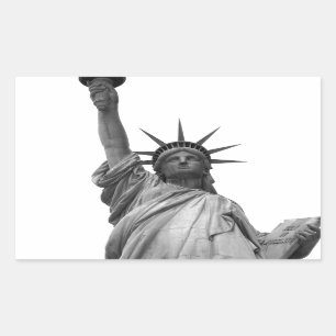 Sticker Rectangulaire Statue noire et blanche de la Liberté