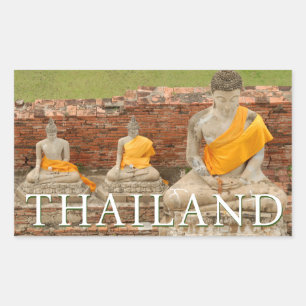 Sticker Rectangulaire Statues des Bouddhas assis Ayutthaya, Thaïlande