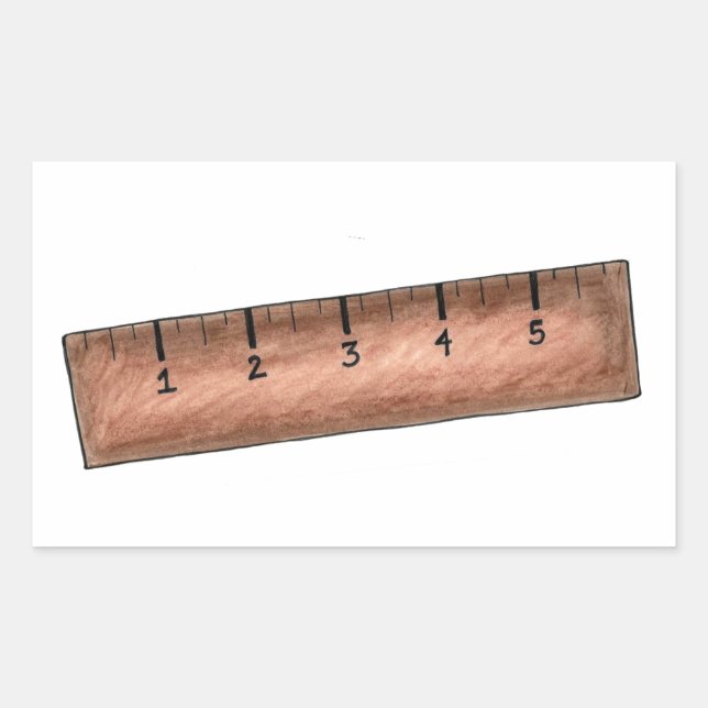 Sticker Rectangulaire Stick de mesure de règle en bois Enseignant en mat (Devant)