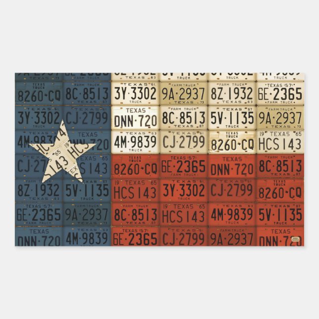Sticker Rectangulaire Stick étoile solitaire Art plaque Drapeau Texas (Devant)