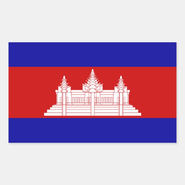 Sticker Rectangulaire Sticle du rectangle du drapeau du Cambodge (Devant)