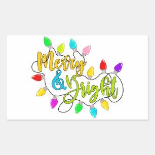 Sticker Rectangulaire Sticule Rectangulaire Joyeux Et Lumineux De Noël