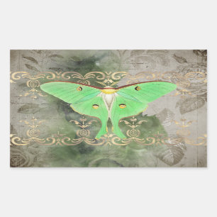 Sticker Rectangulaire Sticule rectangulaire verte Luna Moth
