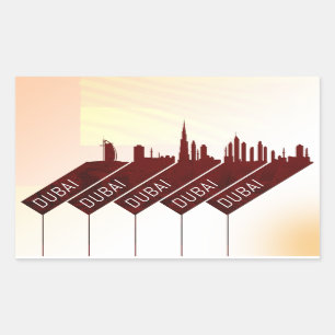 Sticker Rectangulaire Style de voyage de ville de Dubaï
