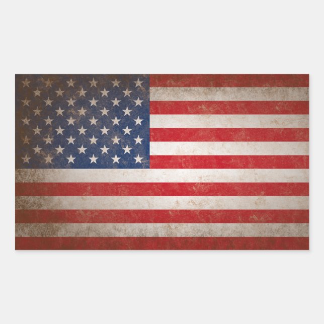 Sticker Rectangulaire Style vintage Drapeau américain Conception patriot (Devant)