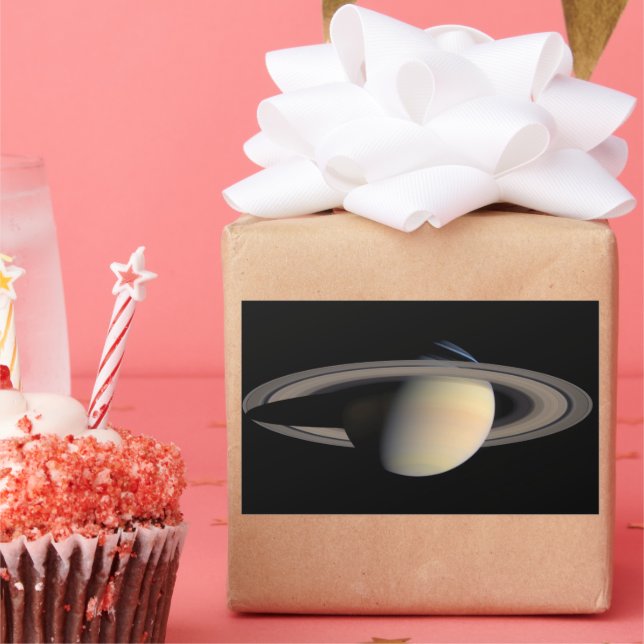 Sticker Rectangulaire Sunlit Saturn Gas géant Planet par Cassini (Fête)