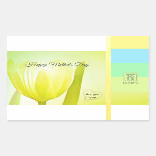 Sticker Rectangulaire Sunny Lime Pastel Palette Tulip Photo Monogramme
