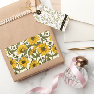 Sticker Rectangulaire Sunroot, tournesol sauvage sur blanc