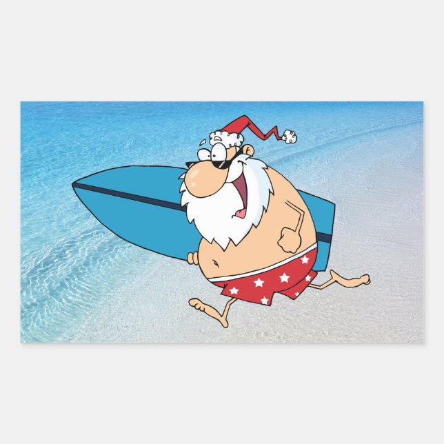 Sticker Rectangulaire surf père Noël (Devant)