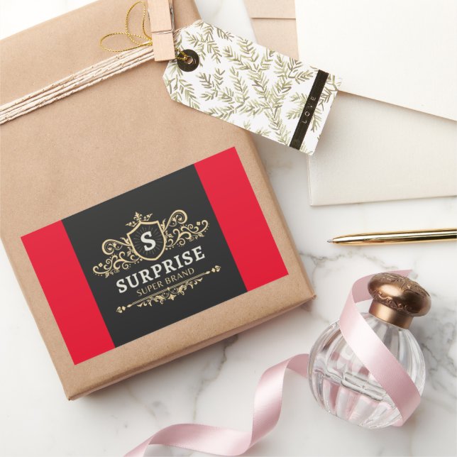 Sticker Rectangulaire surprise super marque luxe mariage fête moderne l (Cadeaux)