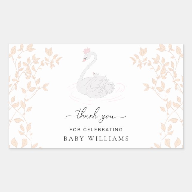 Sticker Rectangulaire Swan Princess Merci Favoriser (Devant)