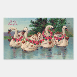 Sticker Rectangulaire Swans vintages Valentine