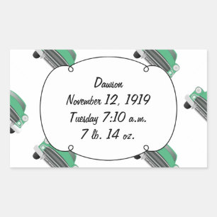 Sticker Rectangulaire Sweet Green Retro Voiture Bébé Garçon Cadeaux