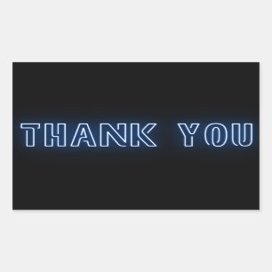 Sticker Rectangulaire SYMBOLE Bleu Néon Merci tendance