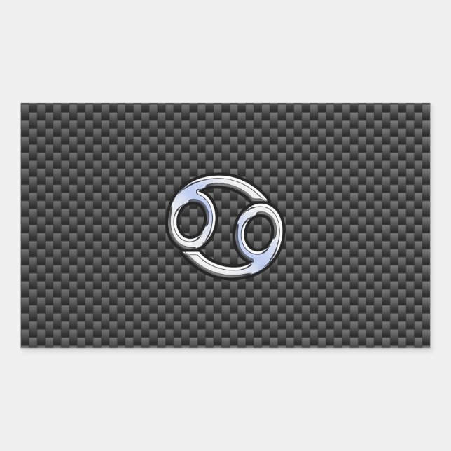 Sticker Rectangulaire Symbole cancéreux Zodiac Charbon Fiber Impression (Devant)