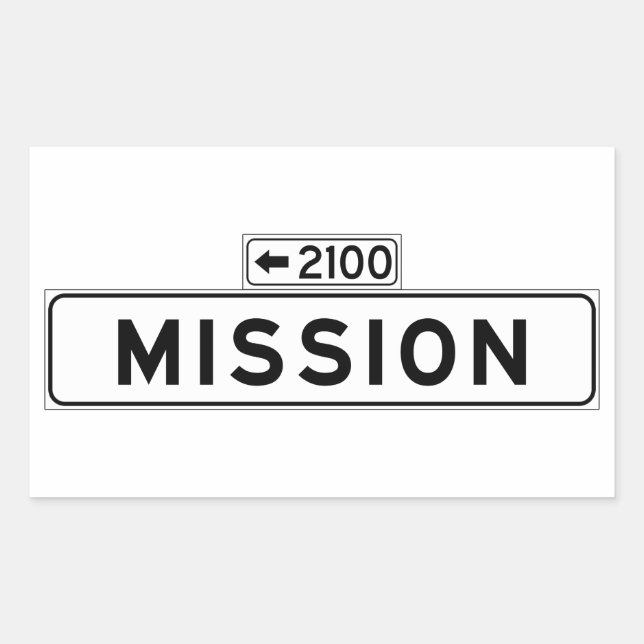 Sticker Rectangulaire Symbole de la rue Mission St, San Francisco (Devant)