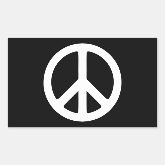 Sticker Rectangulaire Symbole de paix noir et blanc (Devant)