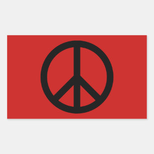 Sticker Rectangulaire Symbole de paix noir et rouge