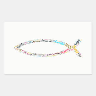 Sticker Rectangulaire Symbole de poisson chrétien