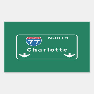 Sticker Rectangulaire SYMBOLE DE ROUTE Charlotte, NC