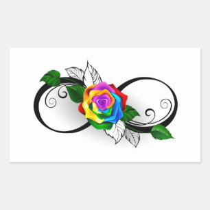 Sticker Rectangulaire Symbole d'infini avec Rose arc-en-ciel