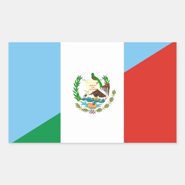 Sticker Rectangulaire symbole du demi-drapeau guatemala mexique (Devant)