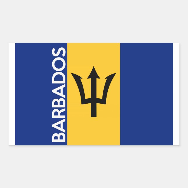 Sticker Rectangulaire symbole du pays de la barbade nom (Devant)