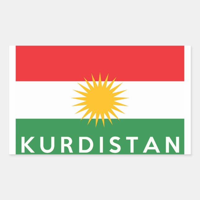 Sticker Rectangulaire symbole du pays kurdistan nom (Devant)