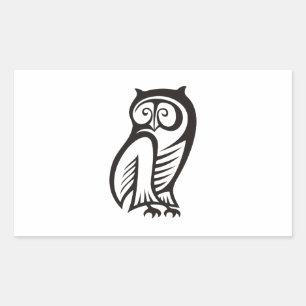 Sticker Rectangulaire Symbole hibou noir