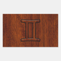 Symbole moderne Gemini Zodiac sur l'acajou comme i