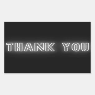 Sticker Rectangulaire SYMBOLE NEON BLANC Merci tendance