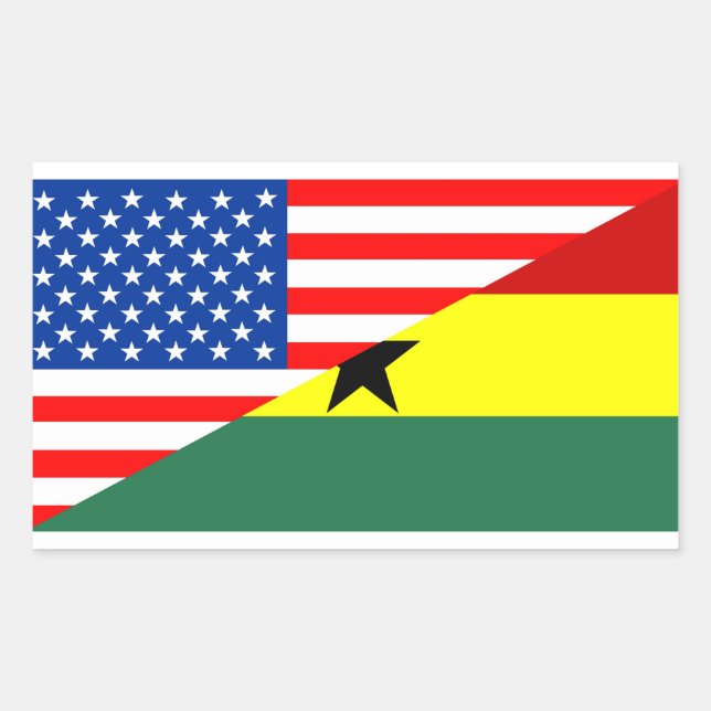 Sticker Rectangulaire symbole usa ghana country demi-drapeau américain (Devant)