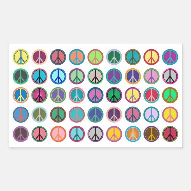 Sticker Rectangulaire Symboles de paix colorés (Devant)