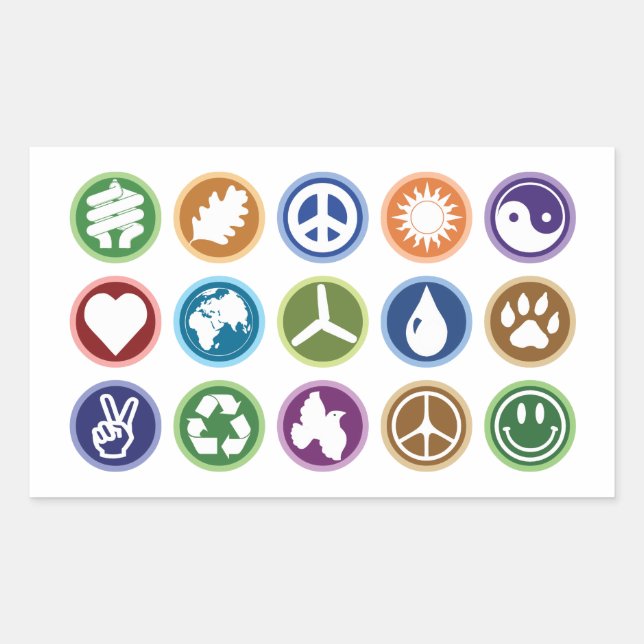 Sticker Rectangulaire Symboles écologiques (Devant)