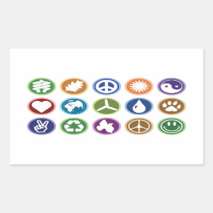 Sticker Rectangulaire Symboles écologiques