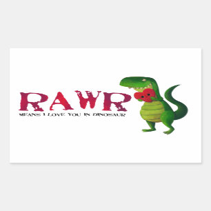 Sticker Rectangulaire T-rex Dinosaure romantique