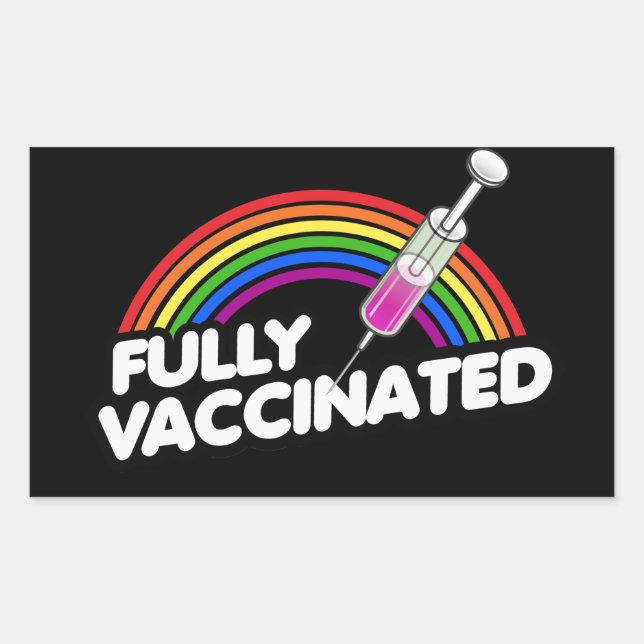 Sticker Rectangulaire T-shirt Pride entièrement vacciné (Devant)