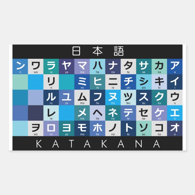 Sticker Rectangulaire Table japonaise de katakanas (Devant)